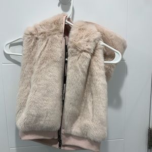 Imoga Girls Youth Faux Fur Vest with Hoodie